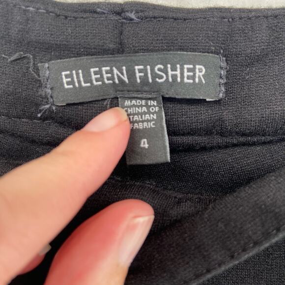 Eileen Fisher Black Ponte Knit Pants Size 4 - Picture 2 of 8
